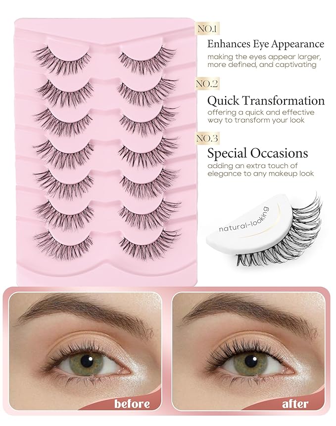 Onlyall Wispy Lashes Natural Flared False Eyelashes Fake Lashes T04