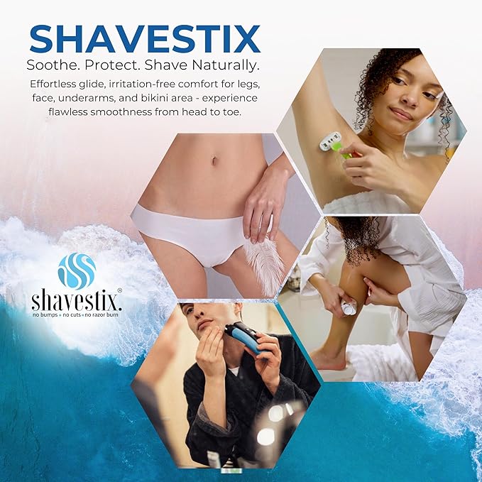 Travel Shaving Cream Stick 2.75 Oz | Blue Water Scented Coconut Based Razors, Shavers Friendly Hair Removal Cream Bar | Shavestix Shave Stick Sub Foam, Gel, Soap, Shaving Cream Women, Men