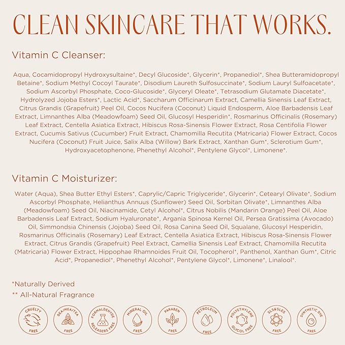 InstaNatural Vitamin C Fan Favorites Cleanser and Moisturizer Kit, Brightens, Reduces the Look of Fine Lines and Uneven Texture, with Aloe Vera and Botanical Extracts