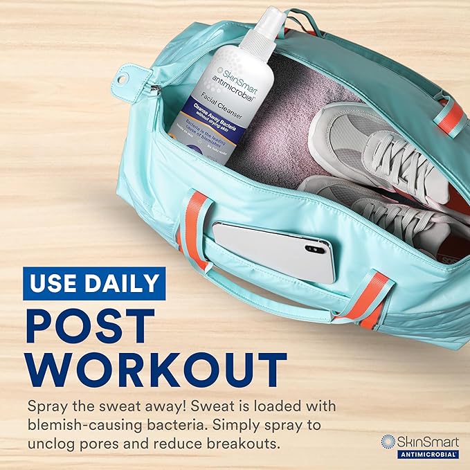 SkinSmart Antimicrobial Facial Cleanser for Breakouts & Blemishes; Hypochlorous Acid Formula Targets Bacteria to Reduce Skin Irritation and Flush Pores Clean, 8 oz Spray, All Ages & All Skin Types