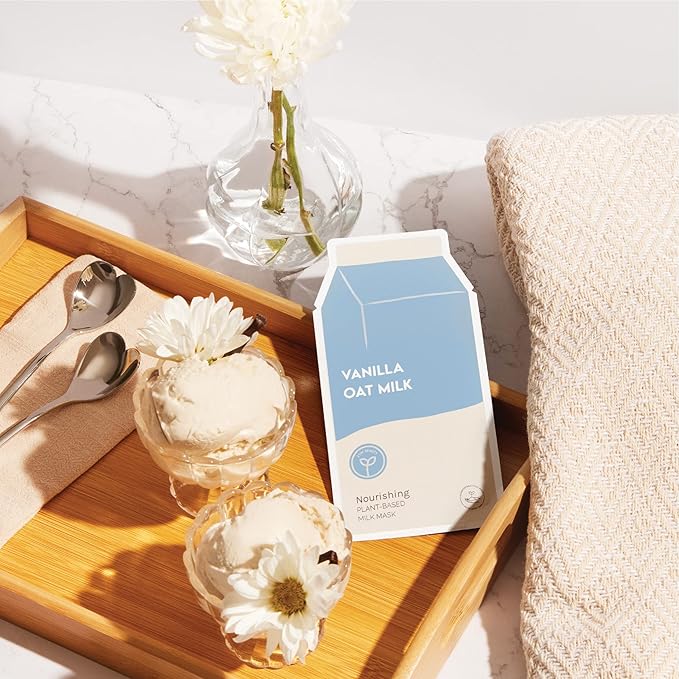 ESW Beauty Vanilla Oat Milk - Nourishing Plant-Based Milk Face Mask (6-Pack) - Calming with Vanilla & Oat for Sensitive & Rosacea-Prone Skin - Relieves & Balances