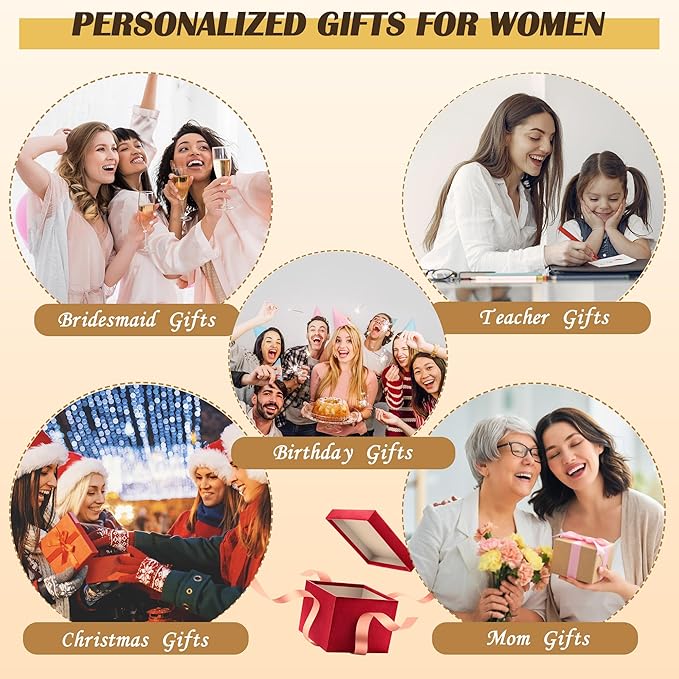 YOOLIFE Gifts for Women - Initial Jute Tote Bag & 2 Makeup Bags Personalized Gifts for Women Teacher Mom Friend Birthday