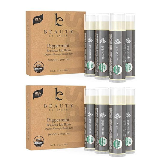 USDA Organic Peppermint Lip Balm - USA Made with Natural Ingredients, Chapstick for Dry Lips, Birthday Gifts for Her & Him, Hydrating Beauty Gifts for Women, Men, Teens & Kids, Lip Moisturizer