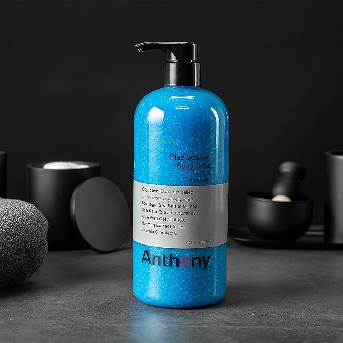 Anthony Invigorating Rush Hair and Body Wash, 32 Fl Oz Blue Sea Kelp Body Scrub, 32 Fl Oz