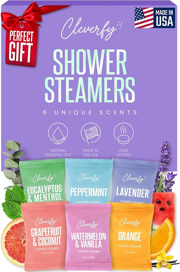 Cleverfy Shower Steamers Aromatherapy – Stocking Stuffers for Women, Teens and Wife – Christmas Gifts for Women and Teen Girls – White Elephant Gifts for Adults – 6 Tablets