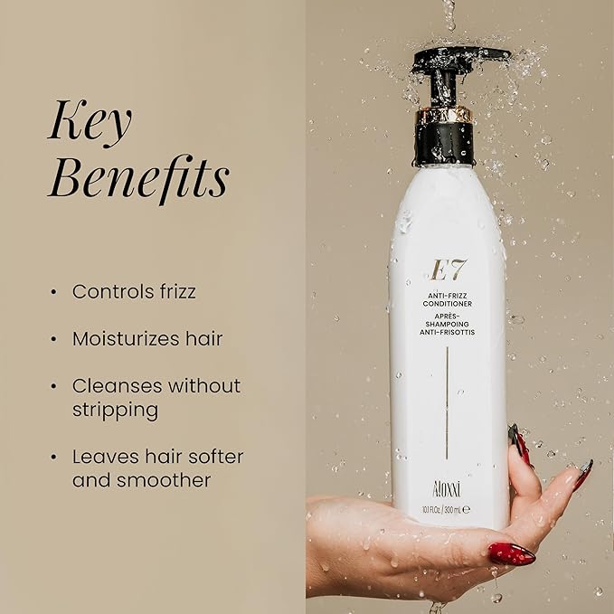 ALOXXI E7 Anti-Frizz Conditioner for Dry Damaged & Color-Treated Hair Moisturizing & Strengthening with 7 Essential Oils & 10 Antioxidants, 10.1 Fl Oz