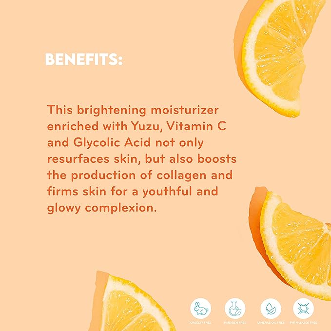 pürlisse Yuzu + Orange Hydrating Face Moisturizer - Vitamin C Face Cream for Radiance & Improved Texture - Boosts Natural Collagen Production & Helps Firm Skin for a Youthful Complexion (1.7 Fl oz)
