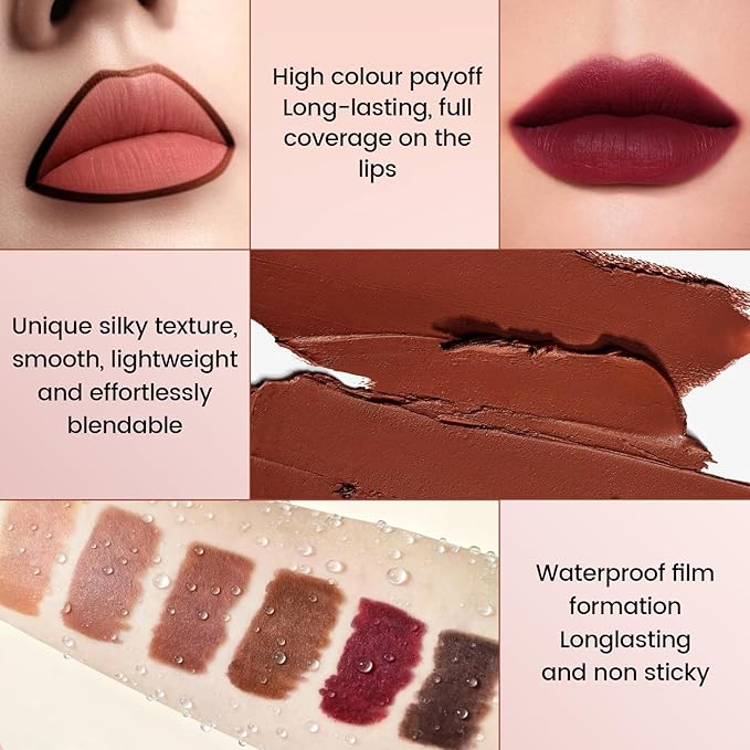 Noerrors 3Pcs Dusty Antique Rose Lip Liner and Lipstick Set Kit for Women Nude Brown Mauve Matte Fall Lipstick Shades Set Lip Stain Long Lasting Lipstick 24 hour Waterproof and Lip Liners Pencil Set