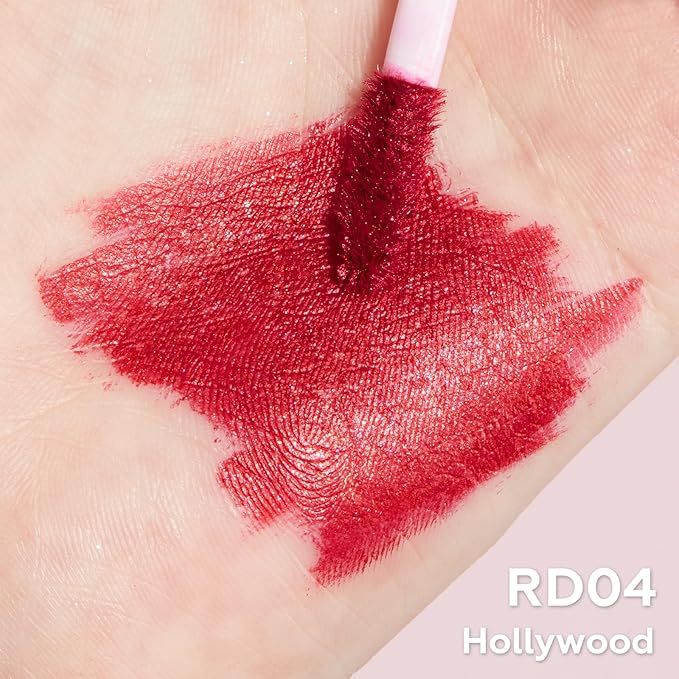 FOCALLURE Metallic Liquid Lipstick,Non Stick Cup Lip Gloss,High Impact Lip Color with Transfer-proof Wear,Long Lasting & Waterproof Lipstick Makeup for Women,RD04 HOLLYWOOD