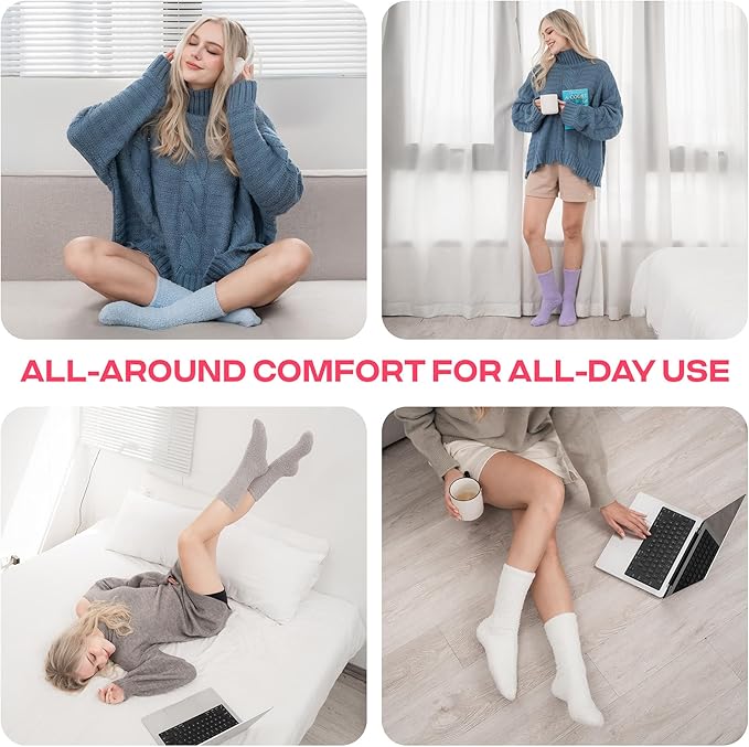 CoolMate GLOBAL Fuzzy Socks for Women Gift Box, Cozy, Soft, Comfy & Cloud-Like Socks, Plush, Durable for Spa, Home