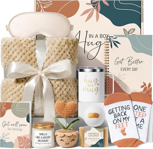Get Well Gifts for Women After Surgery Recovery, Get Well Soon Gift Baskets for Women Chemo Care Package, Thinking of You Cancer Care Gifts for Sick Friends, Feel Better Encouragement Comfort Gift Box
