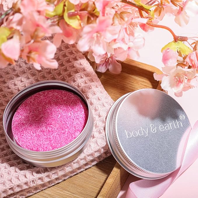 Bath and Body Gift Set for Women - Cherry Blossom Scent with Double-Layer Spa Gift Box, 5 Piece Home Spa Set Includes Shower Gel, Body Scrub, Body Lotion, Hand Soap, Rose Flower, Bath Set Gift for Her