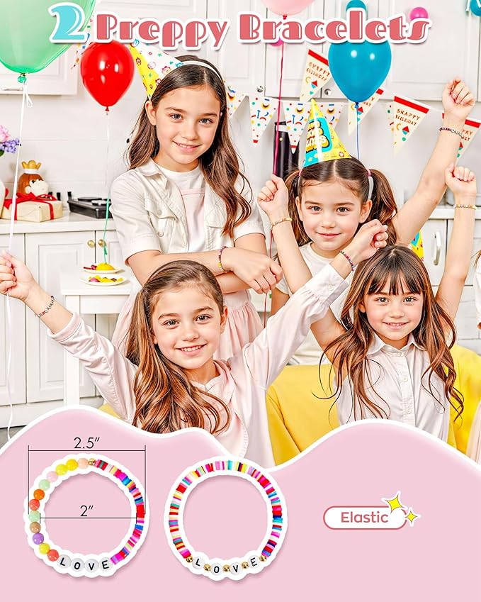 Kindergarten Graduation Gifts for 4 5 6 7 8 9 10 11 12 Year Old Girls, Initial Makeup Toiletry Bag with Friendship Bracelets for Kids, Birthday Gifts, Spa Stuff, Letter Zipper Pouch (Small)