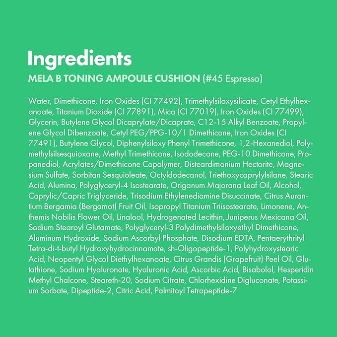 Easydew Mela B Toning Ampoule Cushion Refill - 3-in-1 Age-Defying Sun Shield Full Coverage Cushion Foundation with Niacinamide & Hyaluron-Vital C - Face Makeup Korean Skin Care 0.45 oz (#45 Espresso)