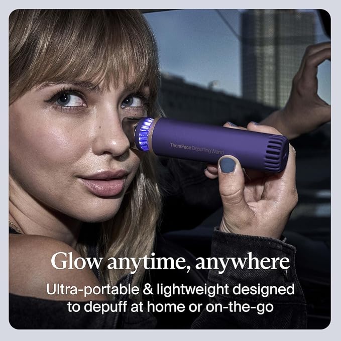 Therabody TheraFace Depuffing Wand – Cold and Heat Skincare Treatment to Depuff and Glow; Beauty Wand, Face Roller and Eye Massager for Eye Puffiness, Dark Circles and Skin Radiance (Indigo)