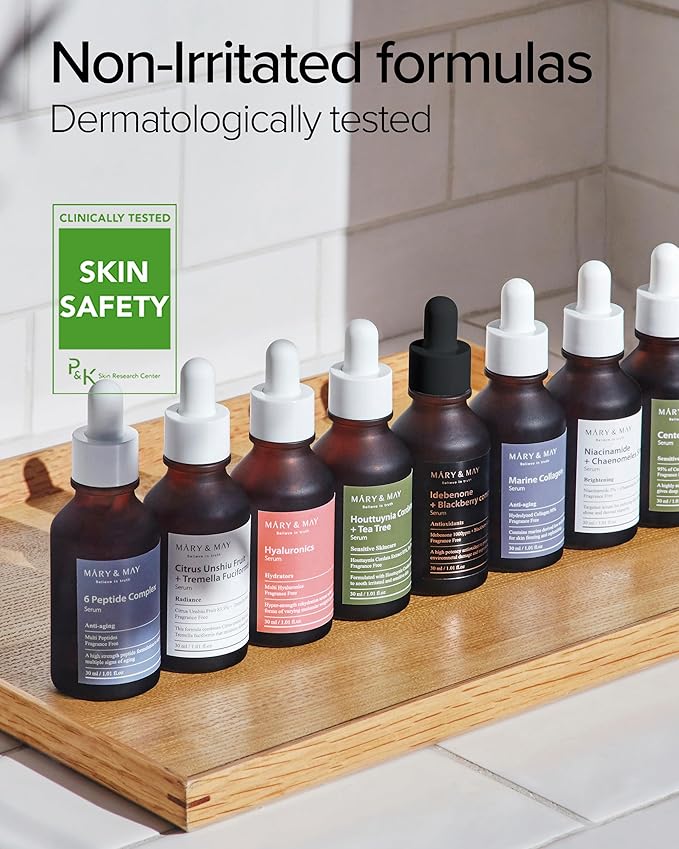 Mary&May Hyaluronics Serum - Deeply Hydrating Multi-Hyaluronic Acid Serum for Improved Skin Moisture and Elasticity - Korean Skincare, EWG Green Grade, Hypoallergenic, 1.01 fl.oz.