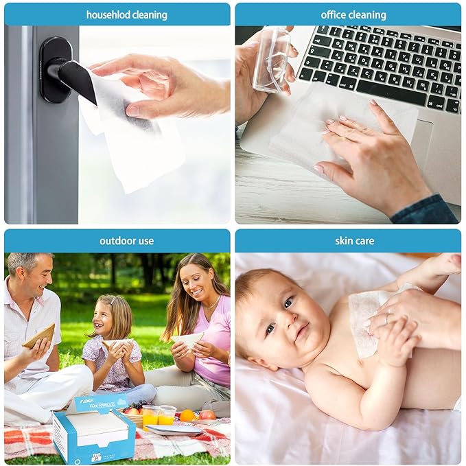 AIDEA XL Face Towels Disposable-200Ct (4 Box), Clean Facial Cloths, Facial Cleansing Wipes for Sensitive Skin, Face Towelettes for Makeup Removing, Nursing, Travel, Dry Wipes 9.84"×11.81"