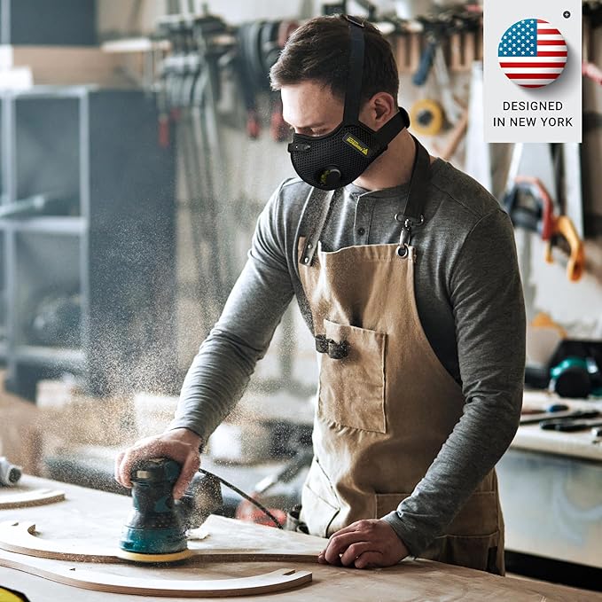 FIGHTECH Dust Mask – 3 SIZES - Reusable Face Mask with Carbon Filters and Air Valves for Woodworking, Construction, Moving