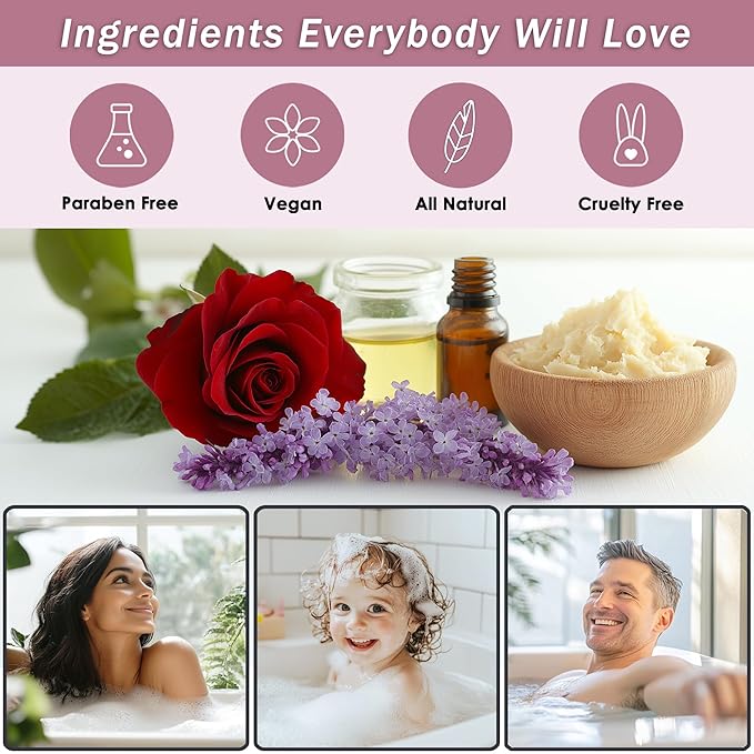 Spa Baskets For Women - Luxury Bath Set With Lilac & Rose Oil - Spa Kit Includes Wash, Bubble Bath, Lotion, Bath Salts, Body Scrub, Hand Cream, Shower Puff, Bathbombs, Soap and Towel