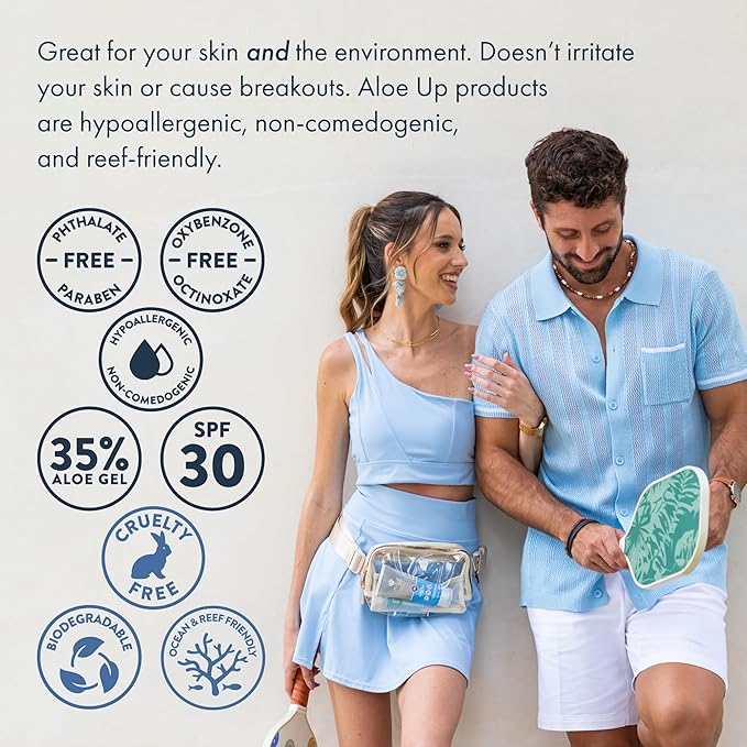 Aloe Up Sport Sunscreen Lotion SPF 50 - Broad Spectrum UVA/UVB Sunscreen Protector for Face and Body - With Hydrating Aloe Vera Gel - Non-Greasy - No White Cast - Reef Safe - Fragrance-Free - 3 Oz