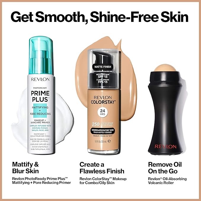 Revlon Liquid Foundation, ColorStay Face Makeup for Combination & Oily Skin, SPF 15, Medium-Full Coverage with Matte Finish, Walnut (500), 1.0 oz