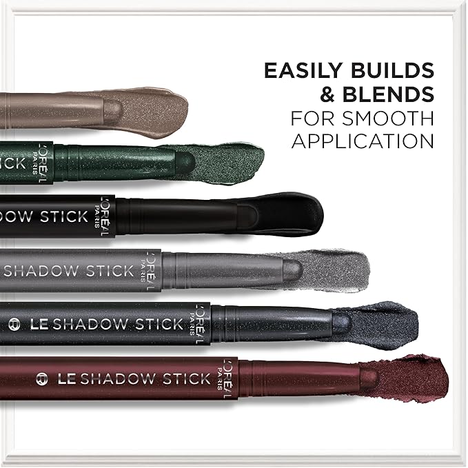 L'Oreal Paris Makeup Le Shadow Stick Eyeshadow, Blendable, Smudge-Resistant, Smokey Cream Eyeshadow, 490 All Night Black