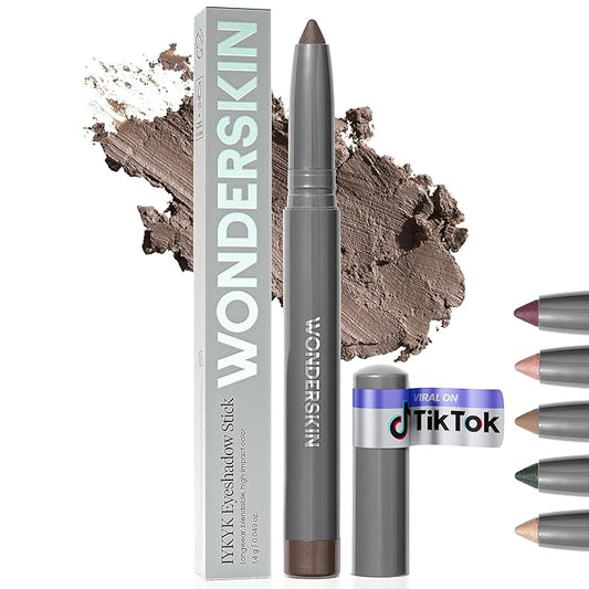 Wonderskin IYKYK Eyeshadow Stick - Longwear Eye Shadow Sticks, Budge-Proof and Waterproof Shimmer Eyeshadow Stick with Built-in Sharpener (Ash)