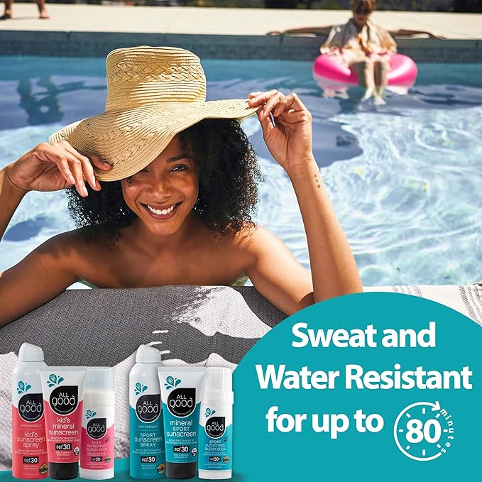 All Good Baby & Kids Mineral Face & Body Sunscreen - UVA/UVB Broad Spectrum, Coral Reef Friendly, Water Resistant, Zinc Oxide - SPF 50 Butter Stick & SPF 30 Spray