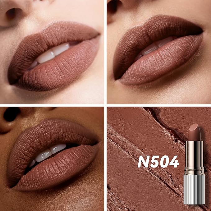 MAANGE Lipstick, Matte Lipstick Long Lasting Transfer-Proof Waterproof & Hydrating Lip Makeup, Full Coverage for a Nourishing Pout,1 Count-N504