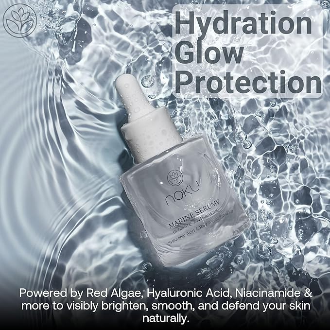 Noku Marine Serum – Red Algae, Hyaluronic Acid & Vitamin C | Anti-Aging, Firming & Deep Hydration | Vegan, Cruelty-Free, Clean Skincare for Glowing Complexion (30ml)