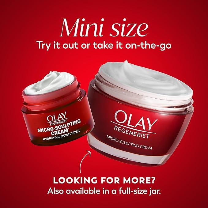 Olay Face Moisturizer, Regenerist Micro-Sculpting Cream for Women, Trial Size - Instant Hydration, Anti-Aging, Anti-Wrinkle, Firming Skin Care - Hyaluronic Acid, Niacinamide, Amino Peptides, 0.5 Oz
