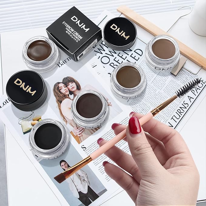 Eyebrow Pomade Kit with Dual-ended Eyebrow Brush, Water and Stain Resistant High Pigment Pomade, Corrects Brow Imperfections for Natural Long-lasting Brow Makeup (07# Taupe)