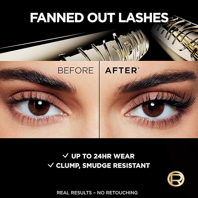 L'Oreal Paris Voluminous Panorama Mascara, Volumizing and Lengthening Mascara, Washable Longwear and Smudge Resistant Make Up, Blackest Black, 0.33 Fl Oz
