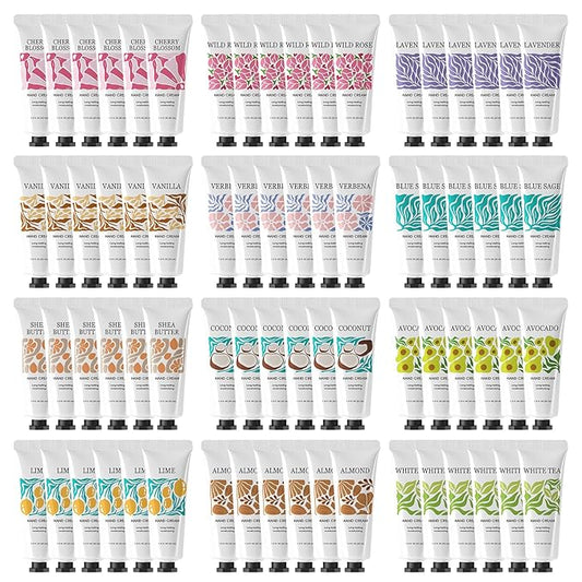 BODY & EARTH # LOVE 72 Pack Natural Plant Fragrance Moisturizing Hand Cream for Dry Hands Hand Cream Gift Set For Women and Girls Hand Lotion Travel Size with Shea Butter Gifts for Women 72x1.0 oz