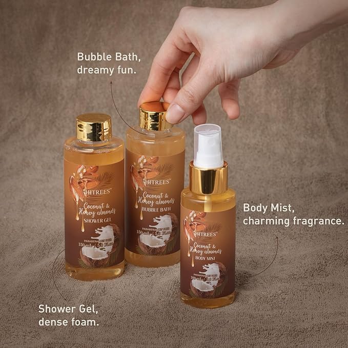 Spa Gift Set for Women, Happy Birthday Gifts for Mom Her Friend Sister Wife, Self Care Get Well Gifts with Coconut & Honey Almond Bath Set for Teengirls