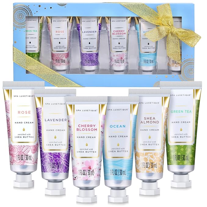 spa luxetique Hand Cream Set Gifts for Women Travel Size Hand Lotion for Dry Skin Care Scented Hand Lotion Gift Sets for Women Ideal Gifts for Her Birthday Sets for Women 6 x 1.0 oz/30ml