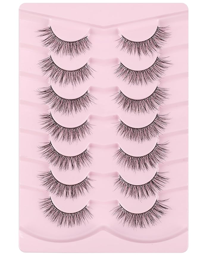 Onlyall Natural Wispy Lashes Natural Look False Eyelashes Soft Fluffy Lashes 7 Pairs D81