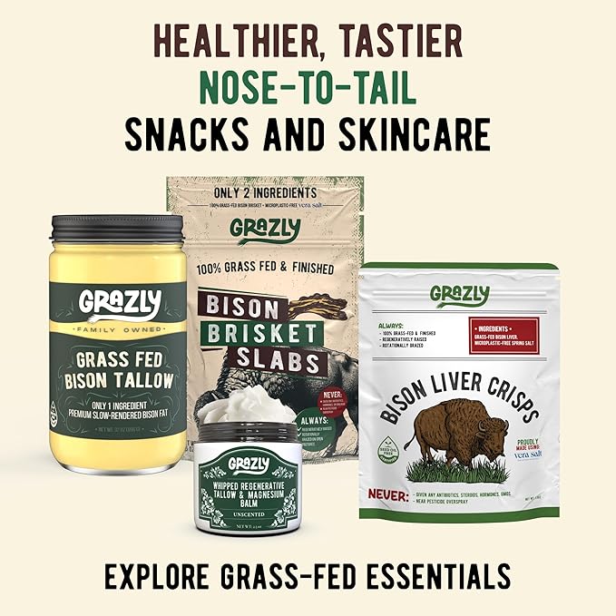 Whipped Bison Tallow Balm w/Manuka Honey, Jojoba, Organic Vanilla - Grass-Fed & Finished Organic Tallow Face Moisturizer - Face & Body Cream for Acne-Prone Skin - Nourishing Skincare (2.5 oz)