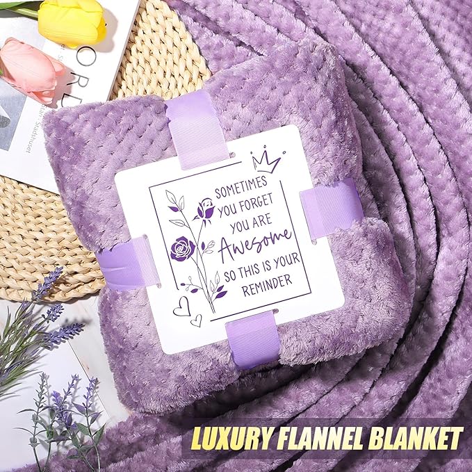 Birthday Gifts for Women Self Care Gifts Get Well Soon Gifts, Lavender Relaxing Spa Gifts Basket Care Package w/ Flannel Blanket 40 OZ Tumbler, Mothers Day Gifts for Mom Her Wife Friends Sister Wife