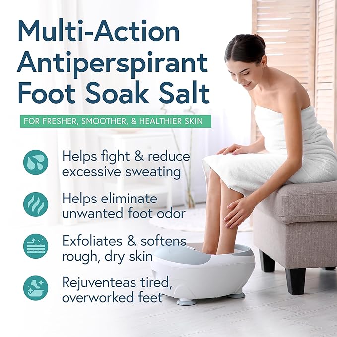 CREDA FRESH Epsom Salt Foot Soak - Tea Tree Oil Foot Soak & Odor Eliminator - Soaking Salts, Nutmeg & Peppermint for Athletes Foot & Sweaty Feet - Softens Callus - Soothes Sore & Soften Tired Feet