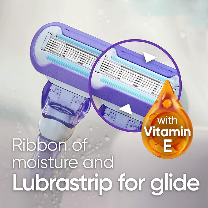 Gillette Venus Deluxe Smooth Swirl Women's Razor Handle + 4 Blade Refills, Flexible Handle and Pivoting Head