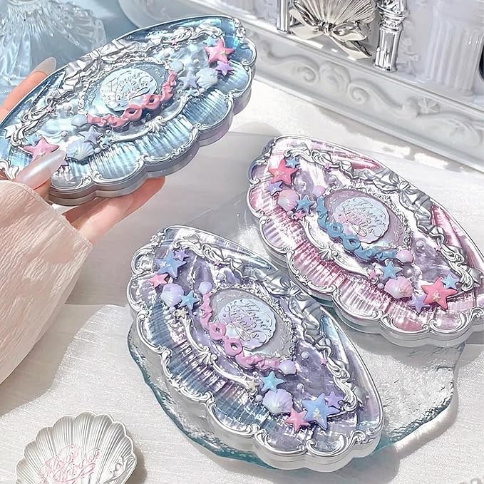 Flower Knows Shell's Jewel 6-Color Makeup Palette,Eyeshadow,Blush,Highlighting & Contour All-in-One Face Makeup Palette with 4 Matte+2 Shimmer Neutral Shades(01 Moonlight Pearl,0.23 Oz)