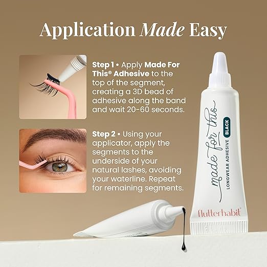 FlutterHabit Made for This Adhesive Clear for Eyelash Extensions - Your Ultimate All-Day Hold Lash Cluster Glue for Effortless, Stunning, and Long-Lasting Eyelashes - All-in-one Lash Glue
