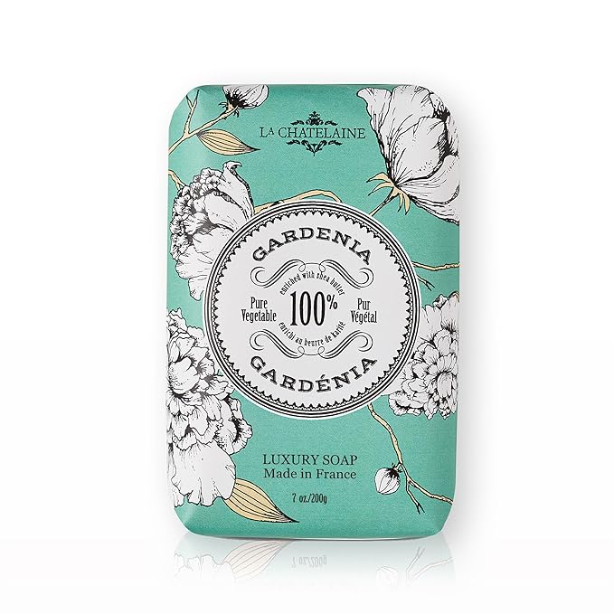 La Chatelaine Luxury Bar Soap | Natural Shea Formula | 7 oz (Gardenia, 7 oz)