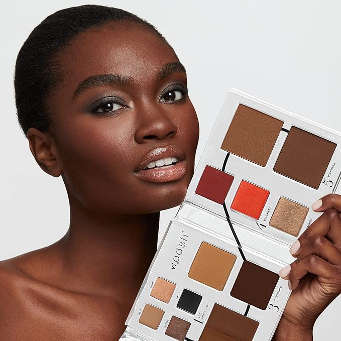 Woosh Beauty, Fold Out Face Original Makeup Palette, Travel, All in One, Neutral Cream & Powder (#5 Deep)
