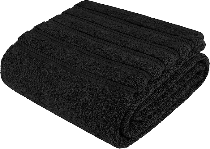 American Soft Linen 35x70 Jumbo Large Bath Towels, 600 GSM 100% Cotton Turkish Bath Sheet, Oversized Luxury Bath Towels for Bathroom Beach and Pool, Black
