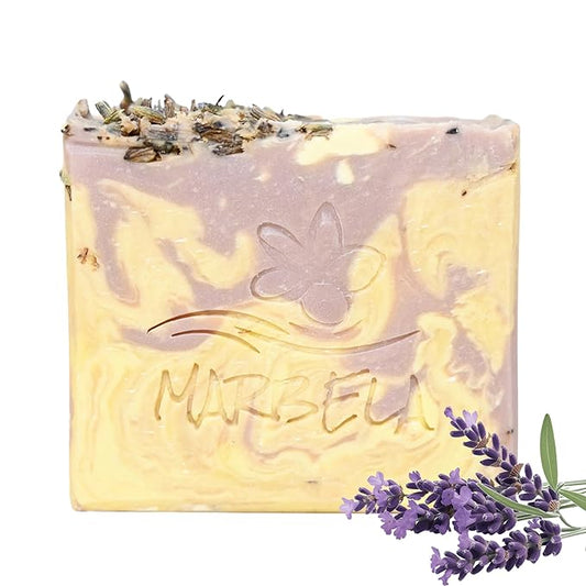 Marbela Cosmetics Lavender Dream Handmade Soap Bar - Made in USA, Vegan Friendly, Palm Oil Free, Natural Bar Soap - Gentle Face & Body Soap for Daily Skin Care, Moisturizing & Nourishing - 3.5 oz