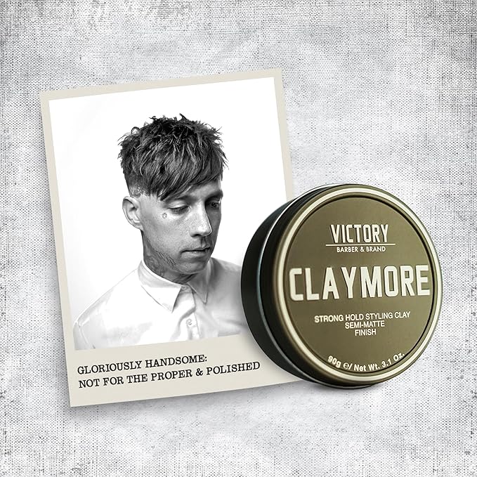 Victory Barber & Brand Claymore Men's Strong Hold Matte Finish Clay Pomade | Made in the USA for the Rough and the Ready
