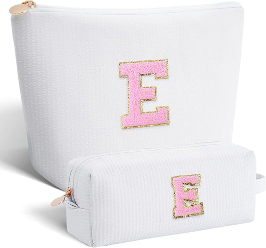 Teen Girl Travel Essentials - Birthday Gifts for Girls Teens Kids Daughter Sister Her,Cute Trendy Stuff Makeup Bag Set Cosmetic Bag - White,E