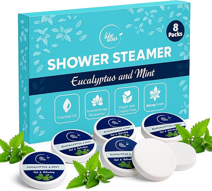 Shower Steamers Aromatherapy - 8 Pack Eucalyptus Shower Steamers for Women & Men with Essential Oils, Natural Stress Relief & Self Care Shower tablets for Spa, Mothers Day Gift, Birthday and Christmas